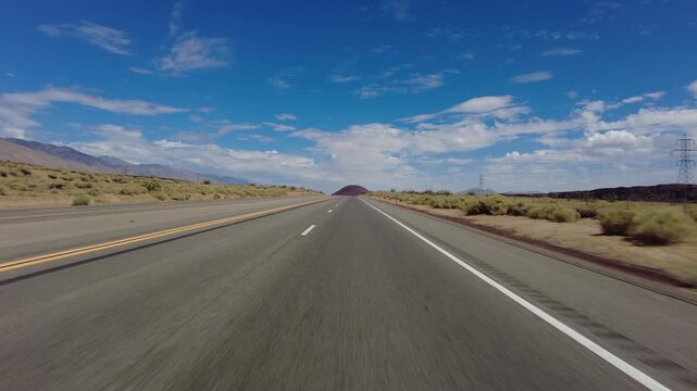 395 Scenic Byway North 3 Ridgecrest to Owens Lake 19 Front View MultiCam Driving Plate Sierra Nevada Mts California