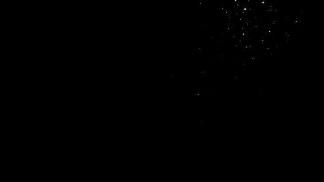 Glittering star dust trail sparkling particles, twinkling shimmer line effect, doodle stars motion, white shimmer particles, fairy dust wand glitter stars trail on black screen background. 4k