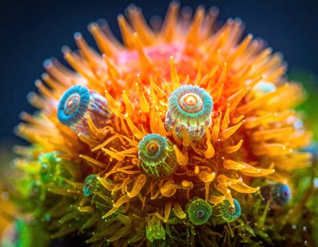 Macro view of vibrant orange coral with detailed polyps