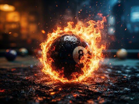 Flaming Eight Ball Dark Studio Art