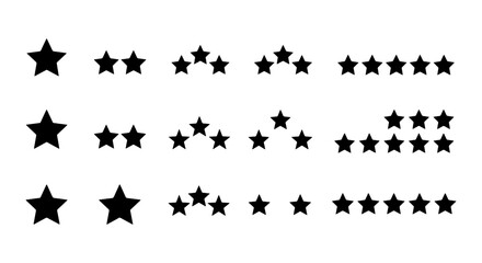 Fototapeta premium Black Star Ratings, Five Star Icons, Star Collection, Vector Graphics for Reviews