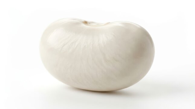 Single raw white bean isolated on white background
