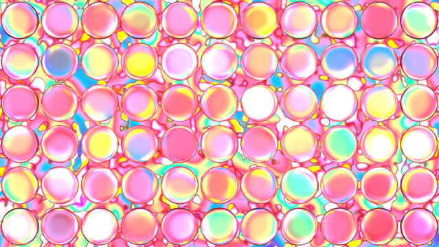 Pastel Glossy Circles on Dreamy Colorful Fluid Background