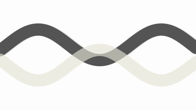 Abstract wavy lines pattern with two intersecting smooth grey and light grey curves creating a simple modern design element for graphic background and digital texture