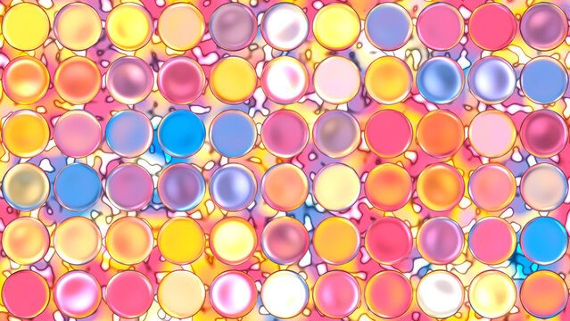 Warm Colorful Glossy Circles on Abstract Fluid Background