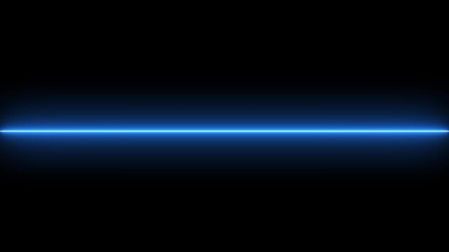 Straight neon lazer line color blue black background.Motion graphics of concept