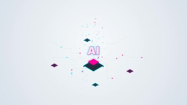 Artificial intelligence concept with digital brain chip and data connection lines