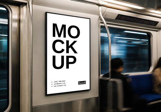 Urban Subway Interior With Bold Poster Mockup