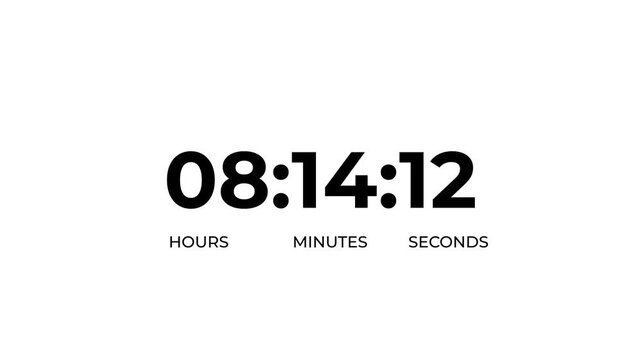 Black circular timer icon indicating nine hours countdown with arrow on white background 9 hours countdowns.