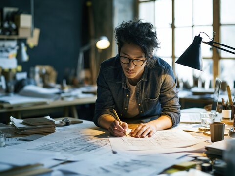Architect Reviewing Urban Plans in Peru Professional Setting