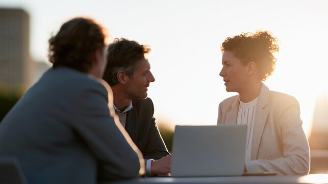 Collaborative Business Partners Outside Discussing Project Matters