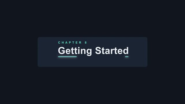 Typing animation for 'Getting Started' text on dark screen, motion graphic for UI or UX intro