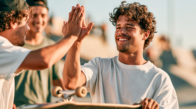 Man With Limb Difference High Fiving Friend
