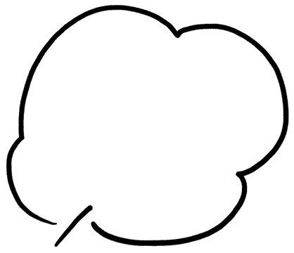 Hand Drawn Short Thought Bubble Pointing Down Right in Black Ink on Transparent Background