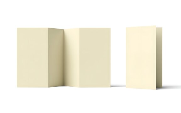 Blank Beige Accordion Z Fold Paper Pamphlet Branding Mockup Photo