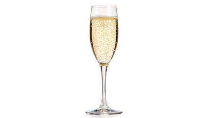 Tall glass cup filled with fresh sparkling white champagne wine beverage isolated on transparent background © James