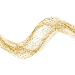 Fototapeta premium Golden Glitter Wave Isolated Transparent Background Sparkle Swirl Abstract Flowing Light Particles
