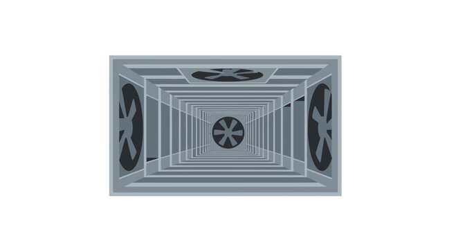 Ventilation duct with fans, perspective view, isolated