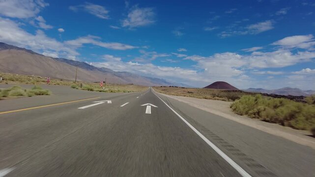 395 Scenic Byway North 3 Ridgecrest to Owens Lake 20 Front View MultiCam Driving Plate Sierra Nevada Mts California