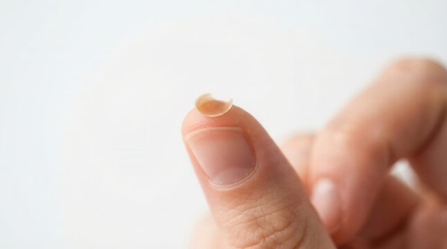 Mustard Seed - Symbol of Faith Resting on Finger Tip with Smooth Skin and Light Brown Nail