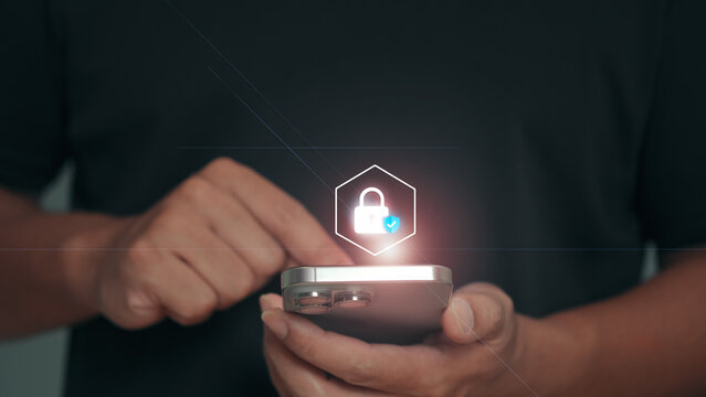 Cyber security concept showing smartphone protected by digital shield symbol representing two factor authentication 2FA, mobile payment safety and secure online banking technology for modern financial