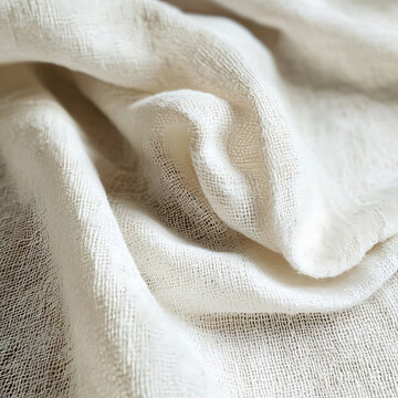 Closeup of delicate flowing white fabric with soft subtle texture.