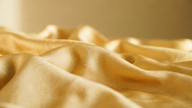luxurious gold silk fabric folds, luxurious smooth textile texture background