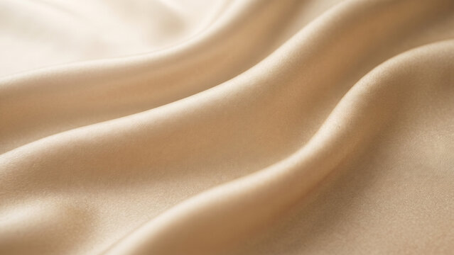 Soft light Beige, Cream, Light Gold satin fabric folds, luxurious smooth textile texture background
