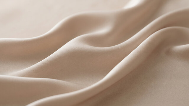 Soft beige, Off-white, Cream, Ivory satin fabric folds, luxurious smooth textile texture background