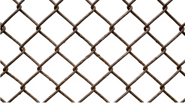 Chain link fence texture isolated on white background for industrial security design