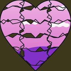Fototapeta premium Pink and purple heart puzzle piece icon