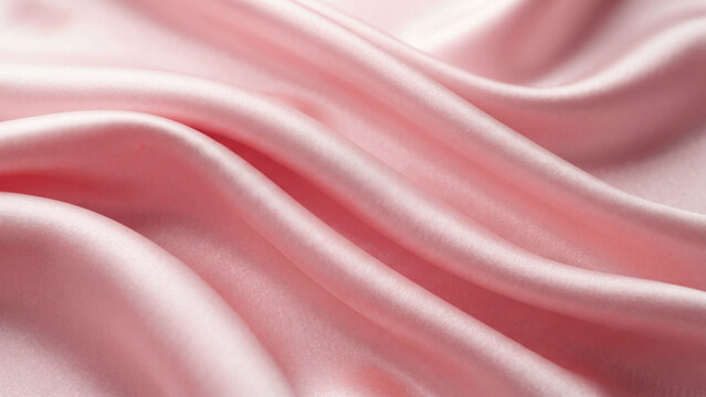 Soft smooth pink silk satin fabric folds, luxurious smooth textile texture background