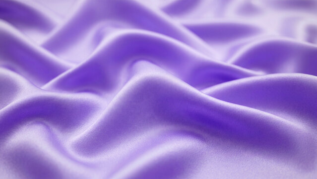 Soft shimmering lavender silk satin fabric folds, luxurious smooth textile texture background