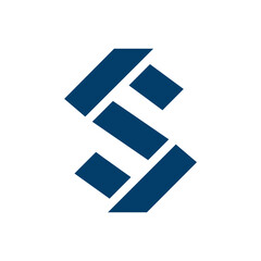 Obraz premium Blue geometric letter S logo vector features a modern and abstract initial design suitable for various branding applications.