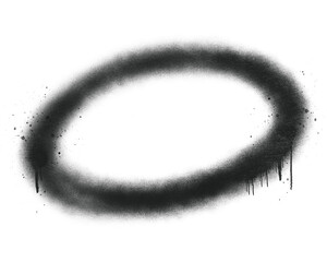 Obraz premium Spray paint oval circle ring element with grunge aerosol mist texture. Street art round frame isolated on background for urban design.