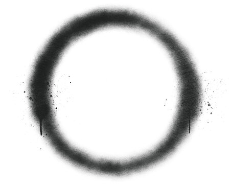 Spray paint circle ring frame element with aerosol mist texture. Street art grunge round border isolated on background for urban design.