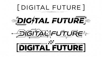Obraz premium Digital Future Typography Collection, Futuristic Vector Lettering and Technology Inspired Design