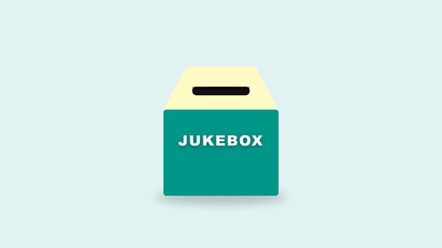 Minimalist Animated Jukebox Illustration Loop on Light Blue Background.