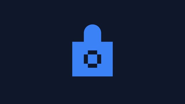 Minimalist Digital Lock Icon Animation with Particle Transition Effect.