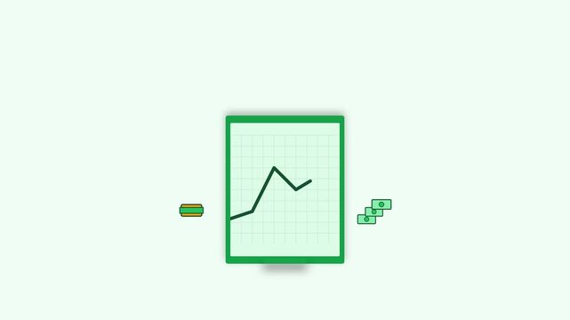 Animated Financial Growth Chart on Digital Tablet Screen.