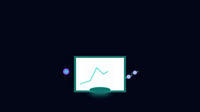 Digital Financial Growth Chart Animation on Computer Screen.