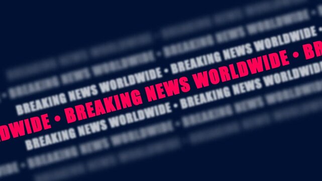 Dynamic Breaking News Worldwide Text Motion Graphics Background.