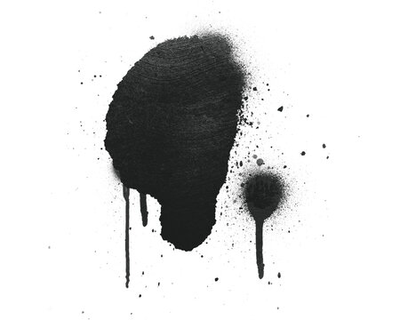 Spray paint blob and dot element with liquid dripping effect. Street art grunge stain isolated on background for urban design.