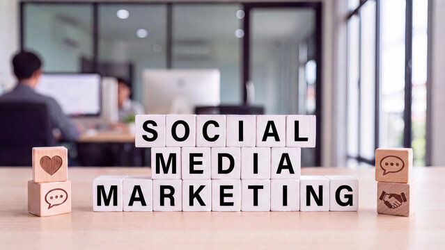 Social media marketing concept with engagement icons for digital advertising branding and online business promotion