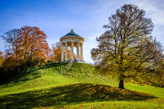 famous monopteros at the english garden in munich