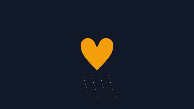 Animated Heart Symbol with Falling Particles on Dark Background.