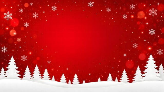 Christmas background design of pine tree and snowflake with snow falling in the winter illustration
