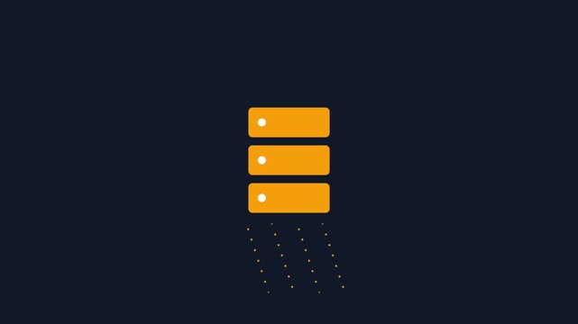 Animated Server Icon with Digital Data Particles Falling Down.