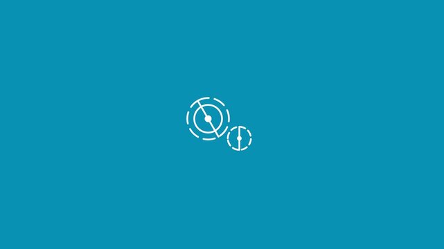 Abstract Digital Gears Rotating Animation on Blue Background.