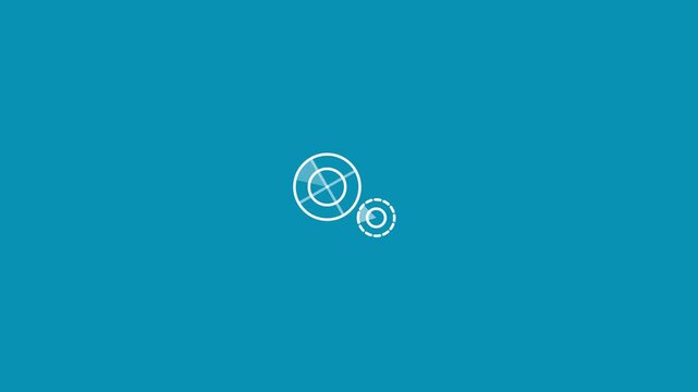 Minimalist Animated Gear Icons Rotating on a Solid Teal Background.